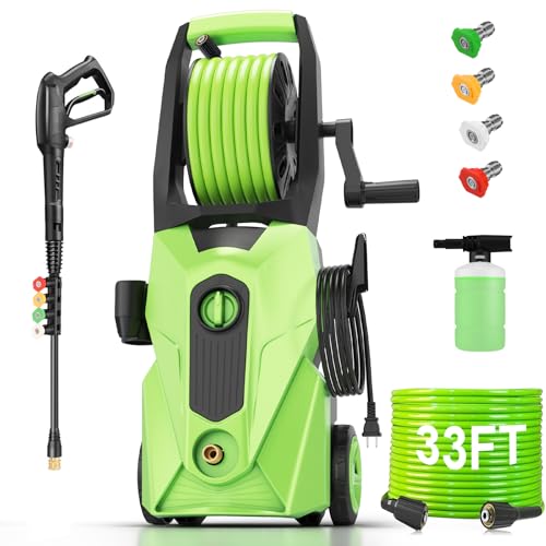 Electric Pressure Washer 5000 PSI 4.0 GPM with 33ft Hose, 4 Nozzle and Foam Cannon, Green M92772