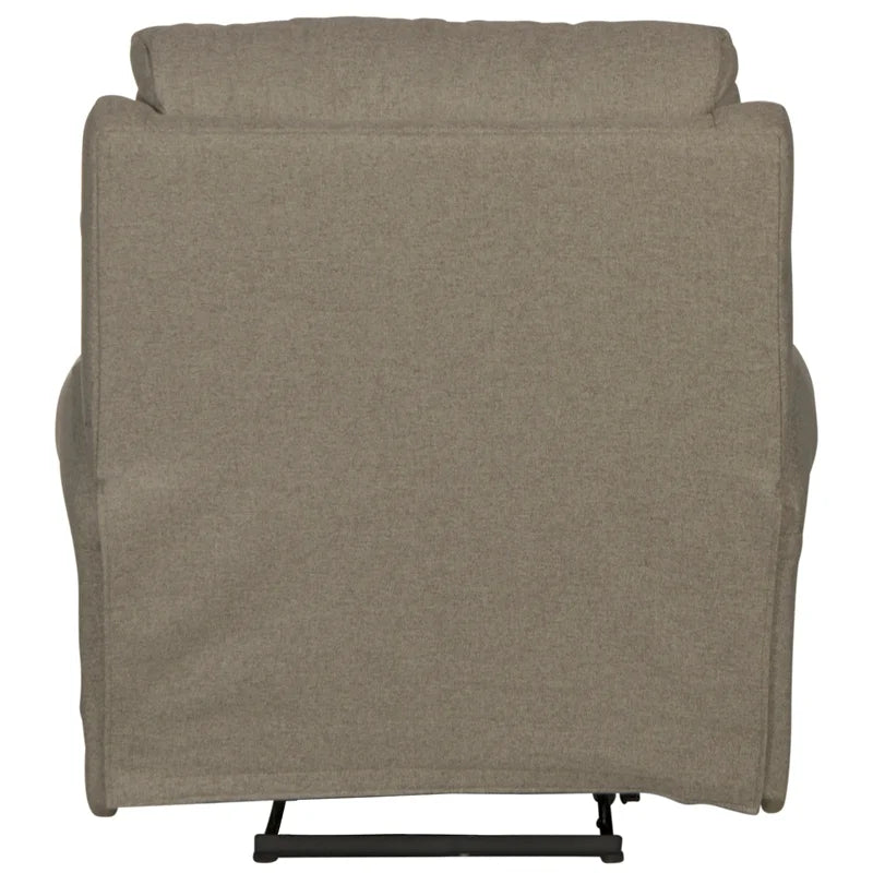 Gray Polyester Fabric Glider Recliner with Accent Pillow L669809