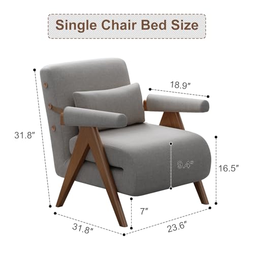 Beige White Convertible Sofa Bed Chair M169861