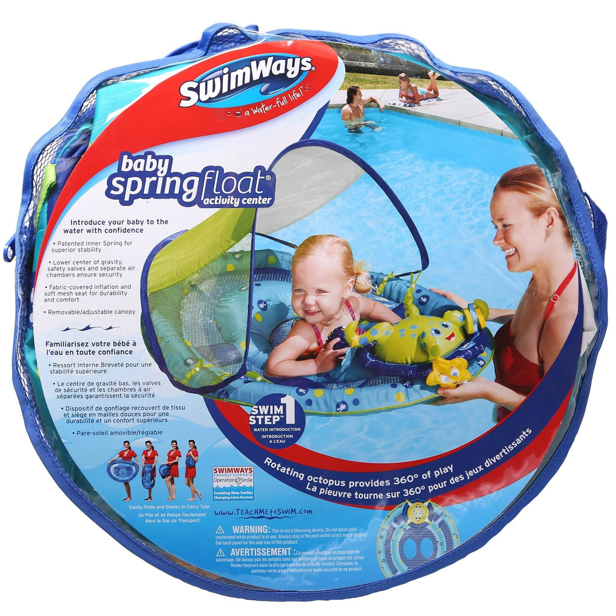 Baby Spring Float Pool Raft with Sun Canopy 2 Pack Z12559