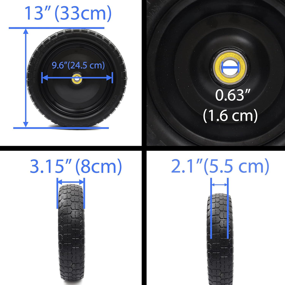 13'' Solid Polyurethane Flat-Free Tire and Wheel Assemblies 2-Pack L2812