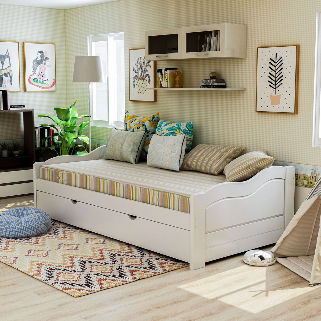 Brown Twin Wooden Daybed with Trundle O4041