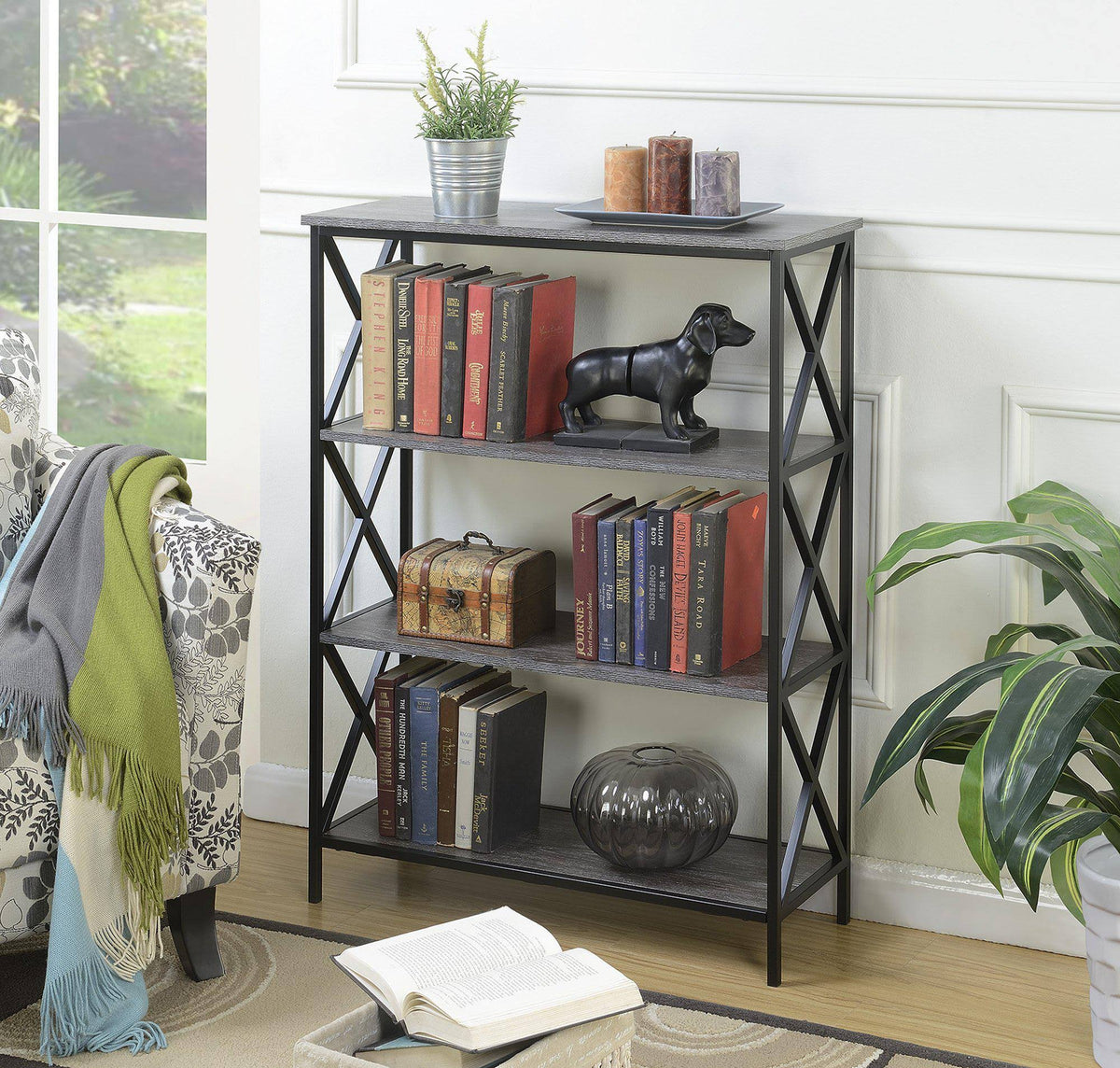 Weathered Gray 4 Tier Bookcase D88147