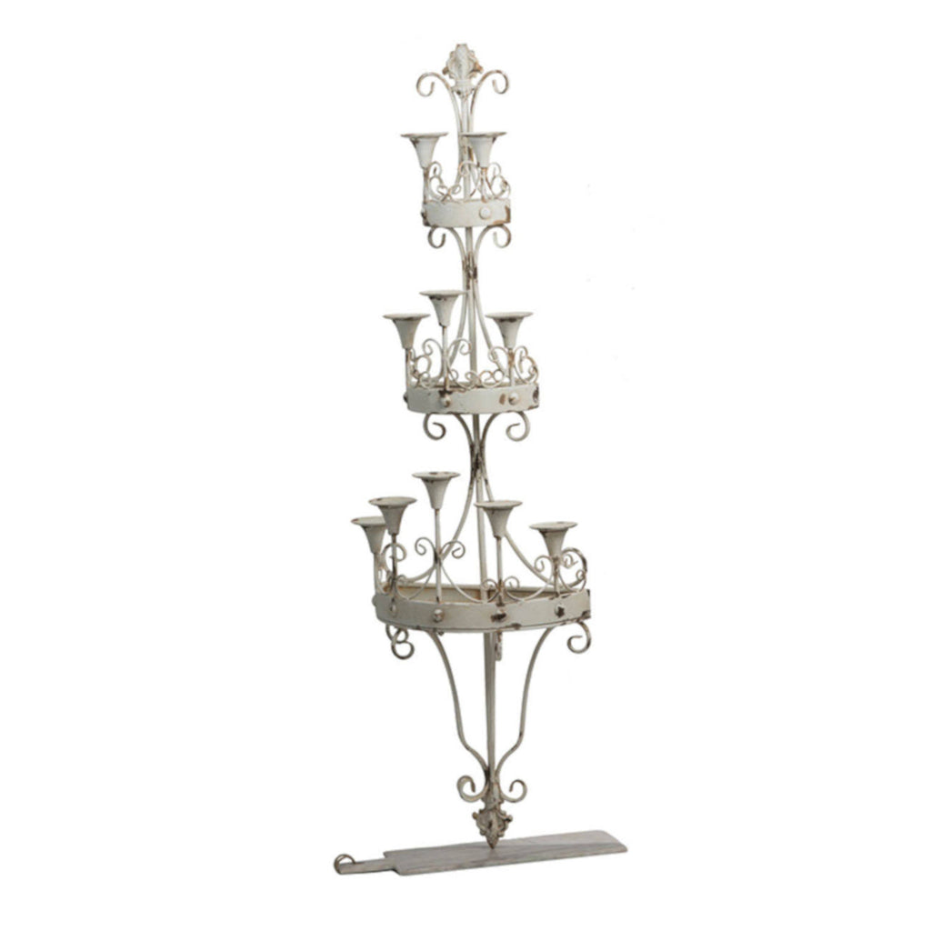 Distressed White Candle Holder S14280