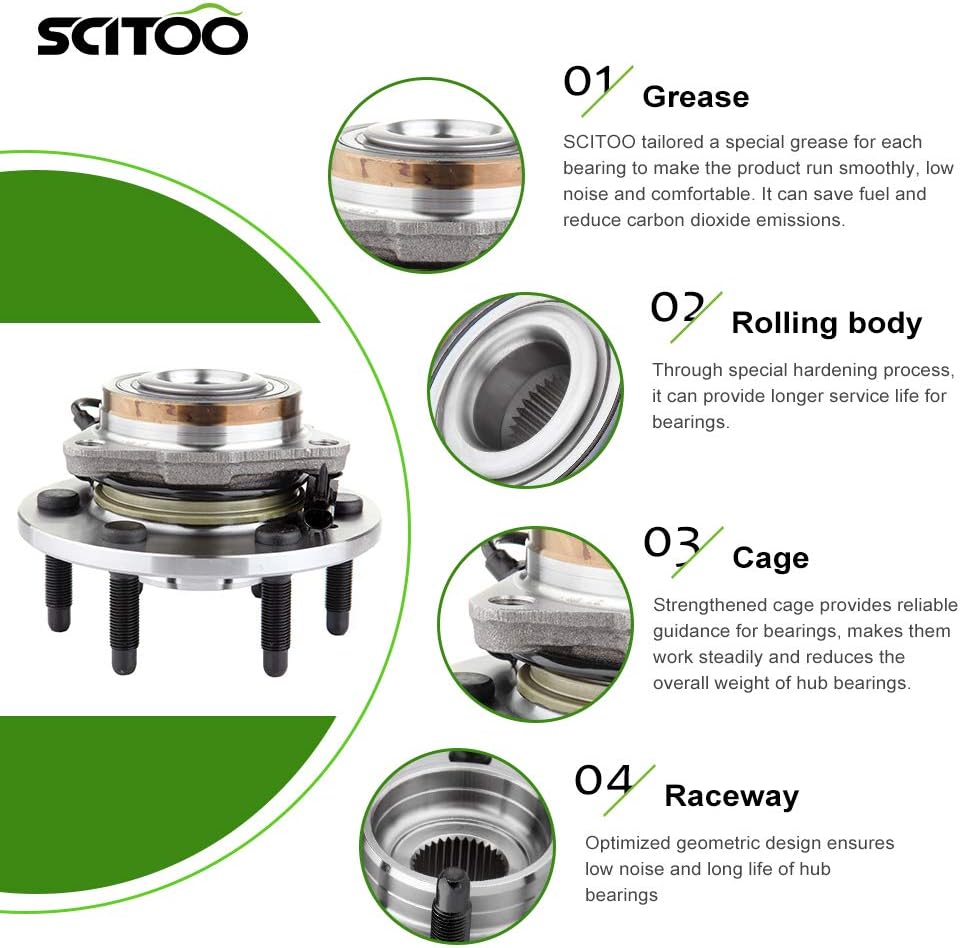 Wheel Bearing Assembly Hub 2 Set 6 Lugs with ABS E5130