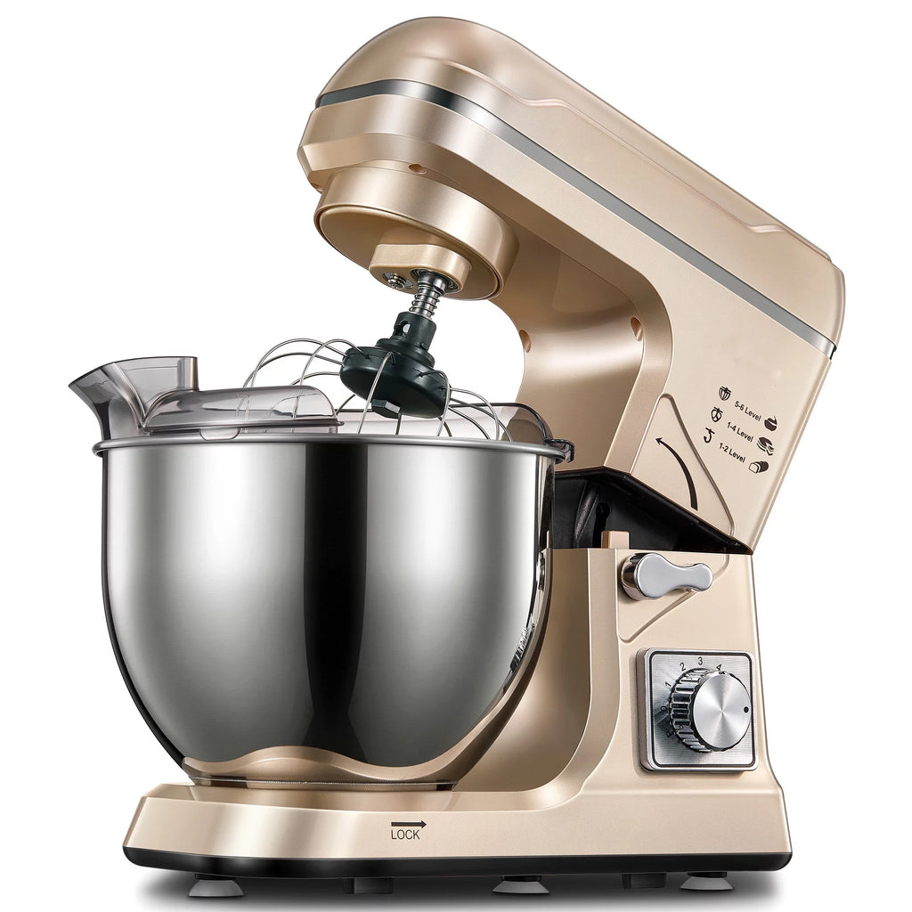 5.5QT Tilt-Head Stand Mixer with Dough Hook, Whisk & Beater, Gold L4304