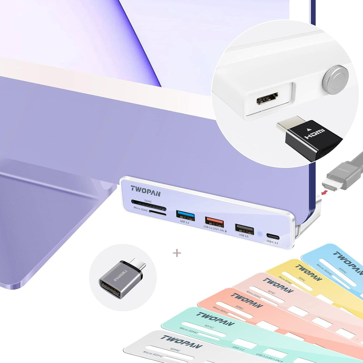 USB C Hub Multiport Adapter 7 in 1 with HDMI Micro/SD Card Readers F39272