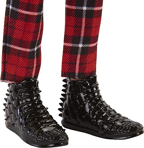 Barbie Ken Fashionistas Doll with Sculpted Brunette Ombre-Tipped Hair Wearing Sleeveless Tie-dye Shirt, Red Plaid Pants & Black Boots L442816