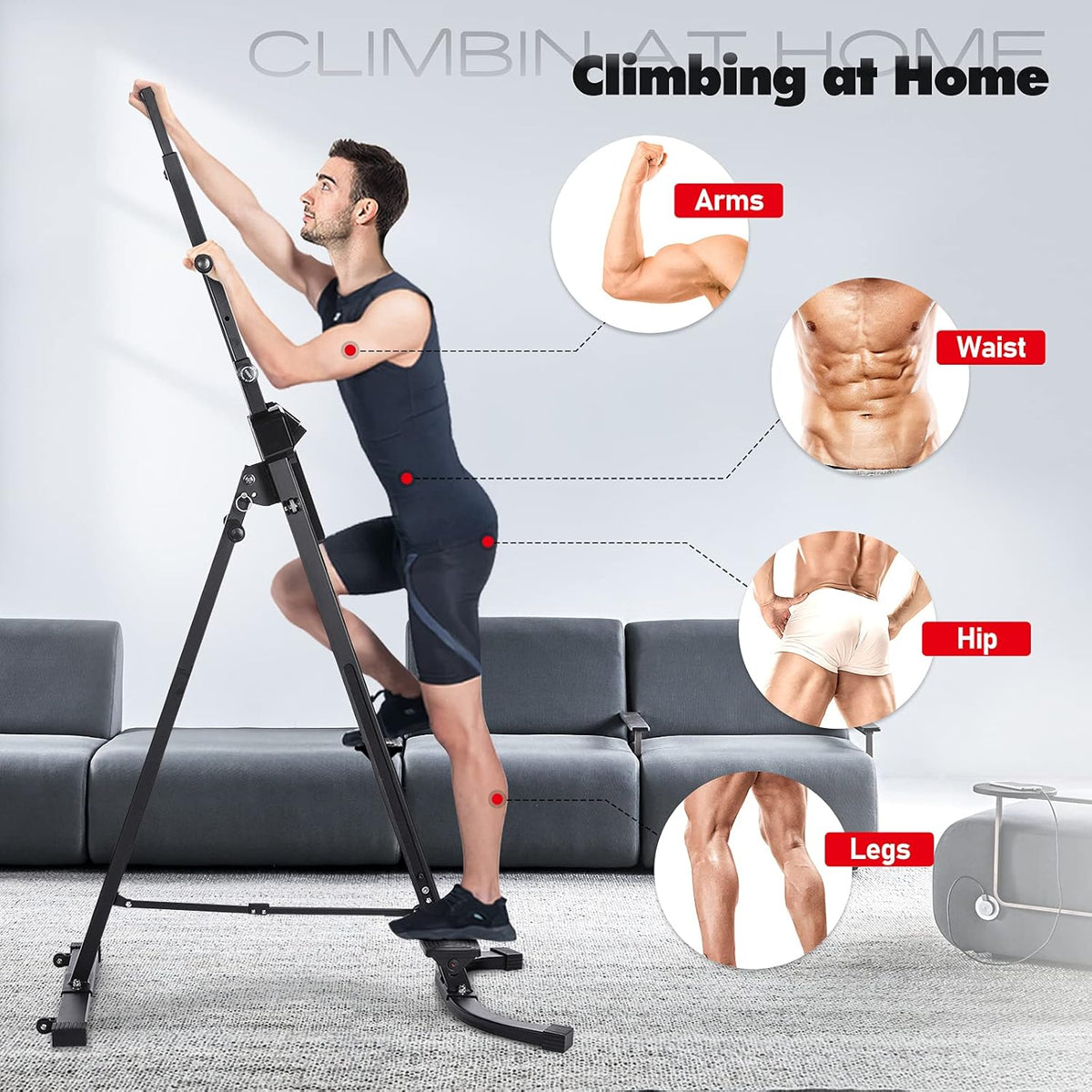Folding Vertical Climber Exercise Machine with LCD Monitor B732