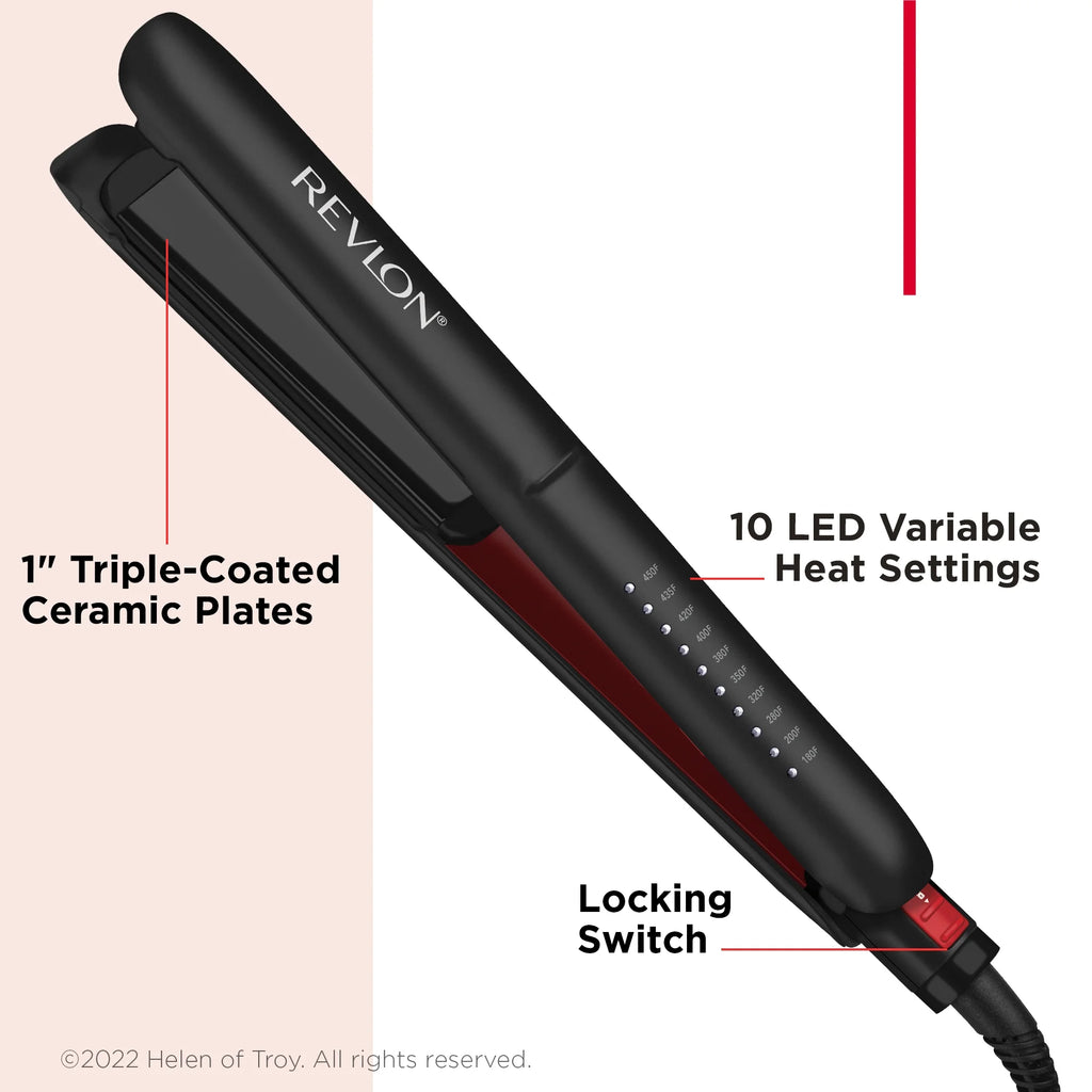 Black 1" Ceramic Flat Iron Q15350