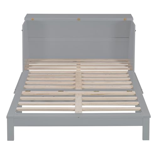 Queen Size Murphy Bed Cabinet Wall Bed with USB and Storage Drawer P71996