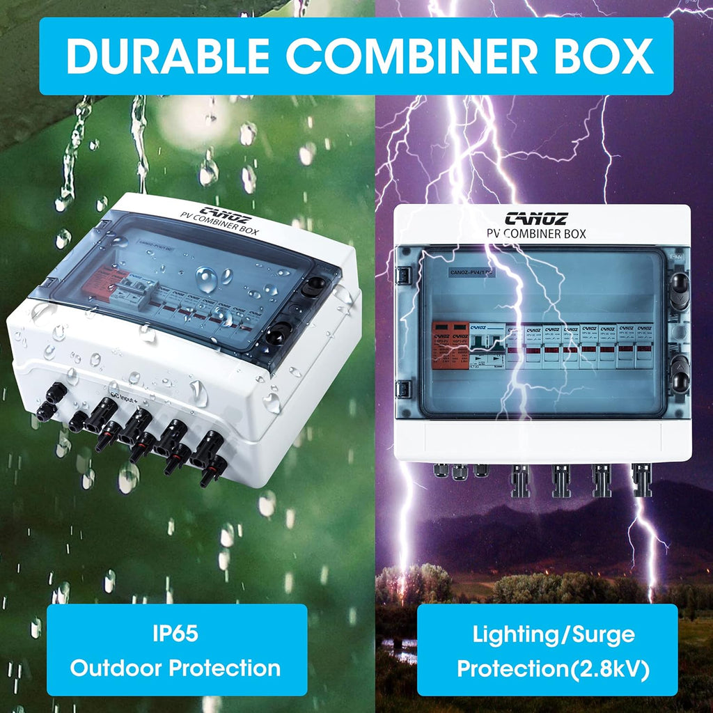4 String PV Combiner Box with 15A Fuse, 63A Circuit Breaker, Surge Protector and MC4 Connectors G27817