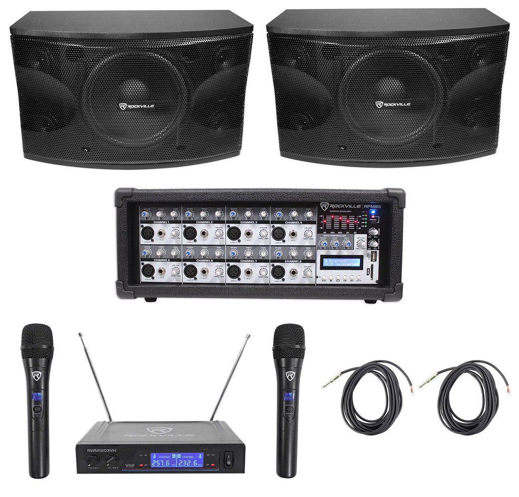 12" 3-Way 1600w Karaoke Speakers with Amplifier and Wireless Mics U765