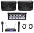 12" 3-Way 1600w Karaoke Speakers with Amplifier and Wireless Mics U765