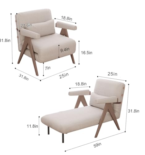 Beige White Convertible Sofa Bed Chair M169861