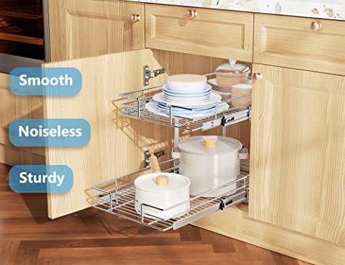 2 Tier Slide Out Cabinet Drawers, 11" W x 21" D G1902
