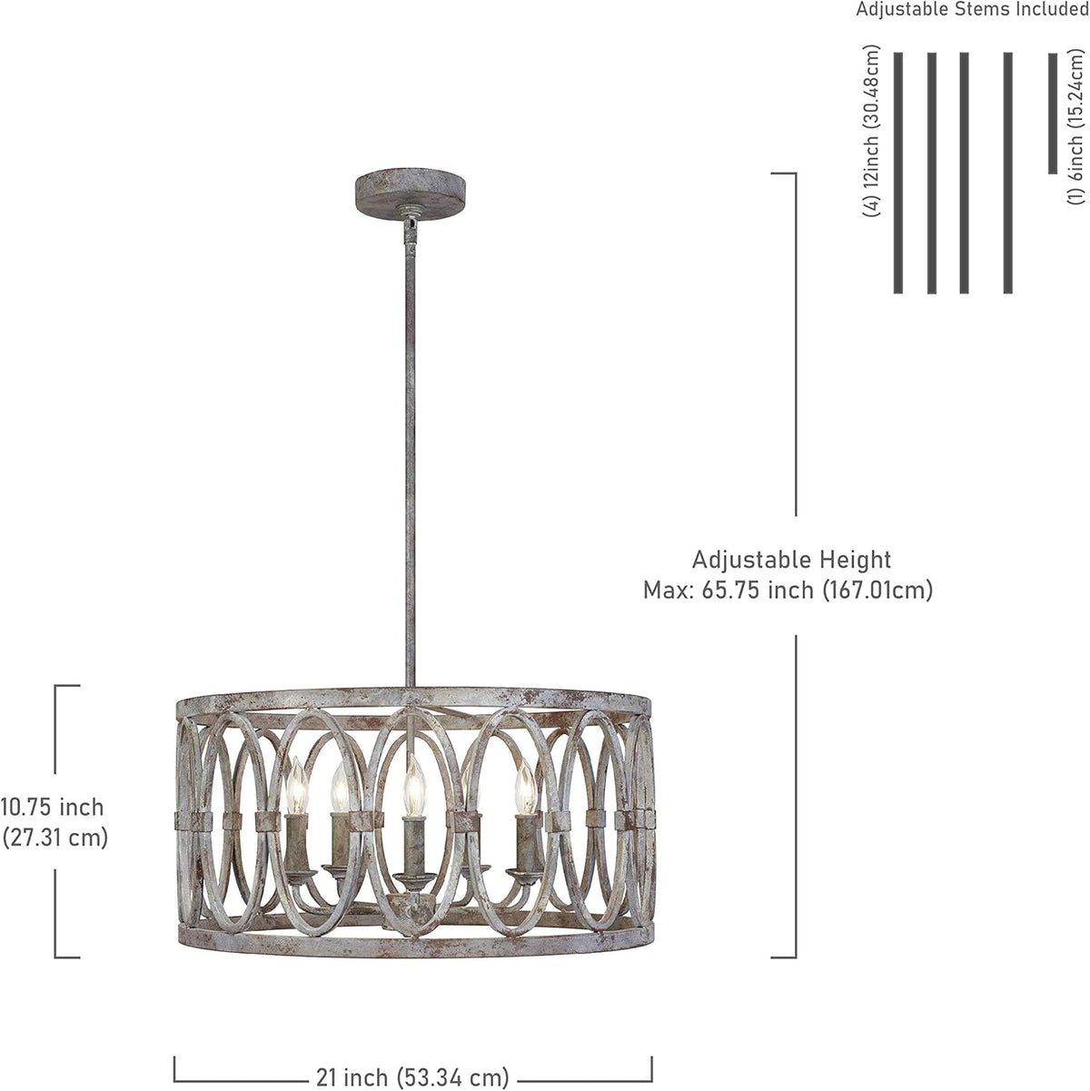 5-Light Outdoor Candle Drum Chandelier O82035