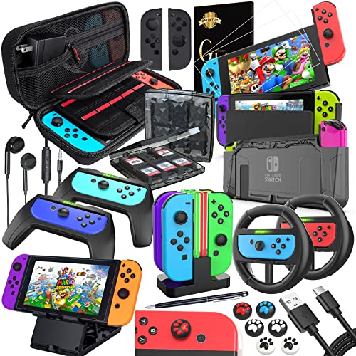 18 in 1 Carrying Case Screen Protector Playstand Game Case Joystick Cap Charging Dock Steering Wheel Bundle C963