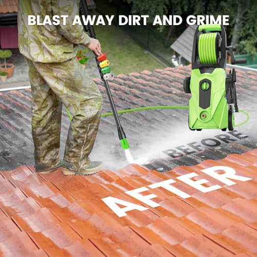 Electric Pressure Washer 5000 PSI 4.0 GPM with 33ft Hose, 4 Nozzle and Foam Cannon, Green M92772