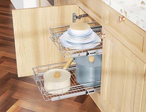 2 Tier Slide Out Cabinet Drawers, 11" W x 21" D G1902