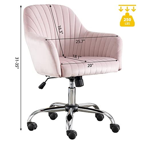 Green Velvet Swivel Rolling Vanity Desk Chair with Back and Wheels E7665
