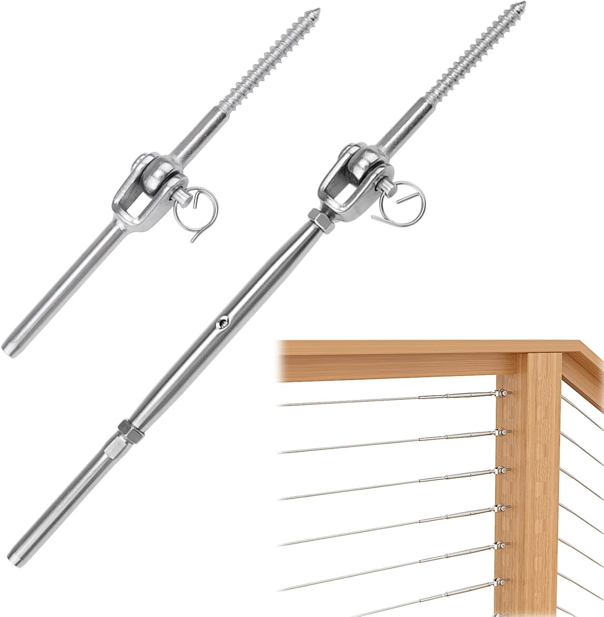 20 Set Cable Railing Kit 1/8 T316 Stainless Steel Turnbuckle Hardware V52166