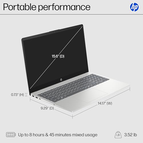 15.6 inch Laptop, HD Touchscreen Display, AMD Ryzen 3 7320U, 8 GB RAM, 256 GB SSD, AMD Radeon Graphics, Windows 11 Home, Natural Silver A359763