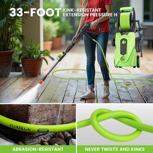 Electric Pressure Washer 5000 PSI 4.0 GPM with 33ft Hose, 4 Nozzle and Foam Cannon, Green M92772