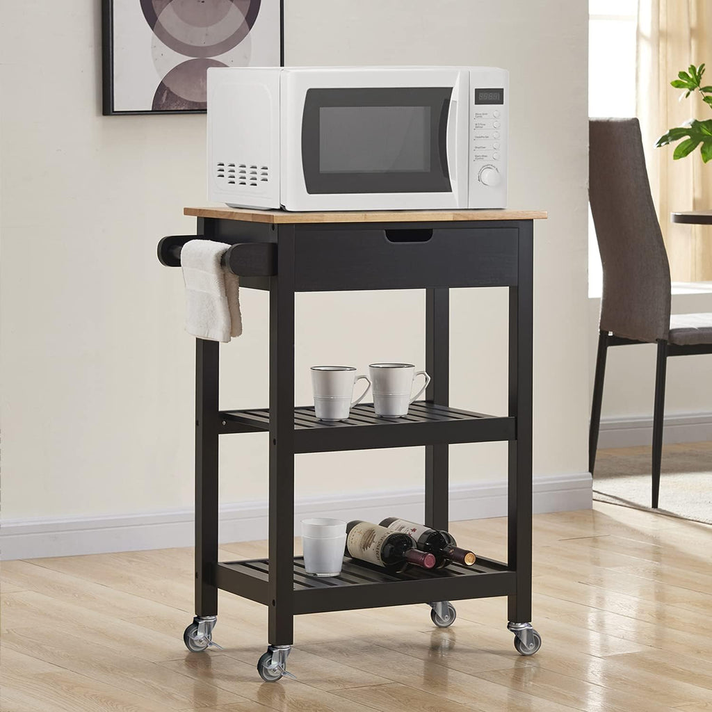 White Rolling Kitchen Cart with Wheels J228728
