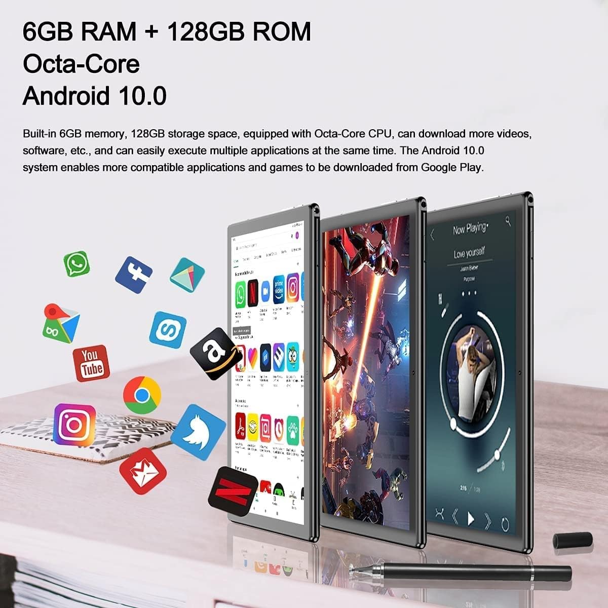 10.1 Inch Dual SIM 4G LTE Tablet with 6GB RAM 128GB ROM X596572