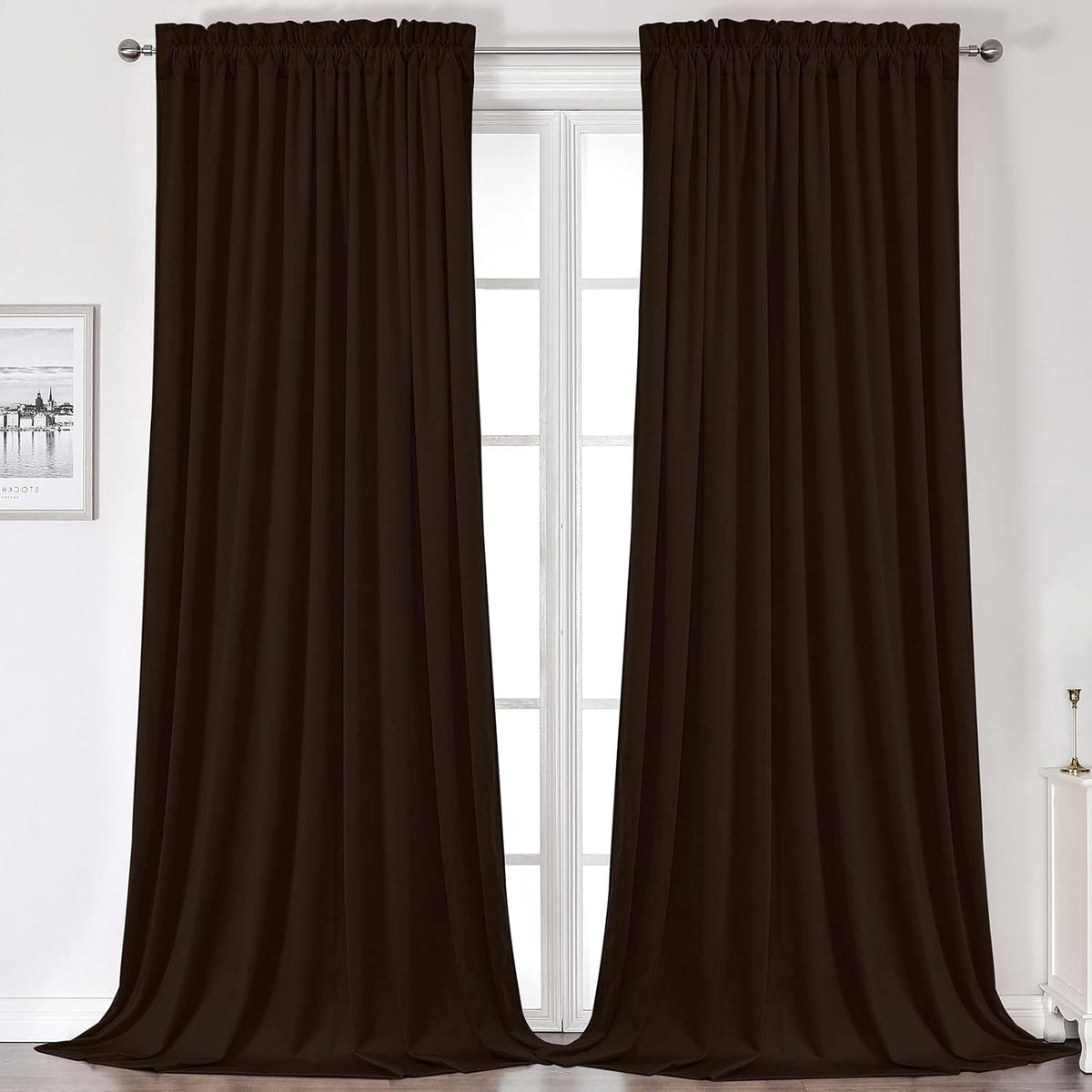 Camel Velvet Room Darkening Curtains, 2 Panels P122
