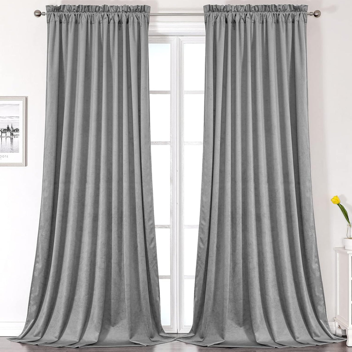 Camel Velvet Room Darkening Curtains, 2 Panels P122