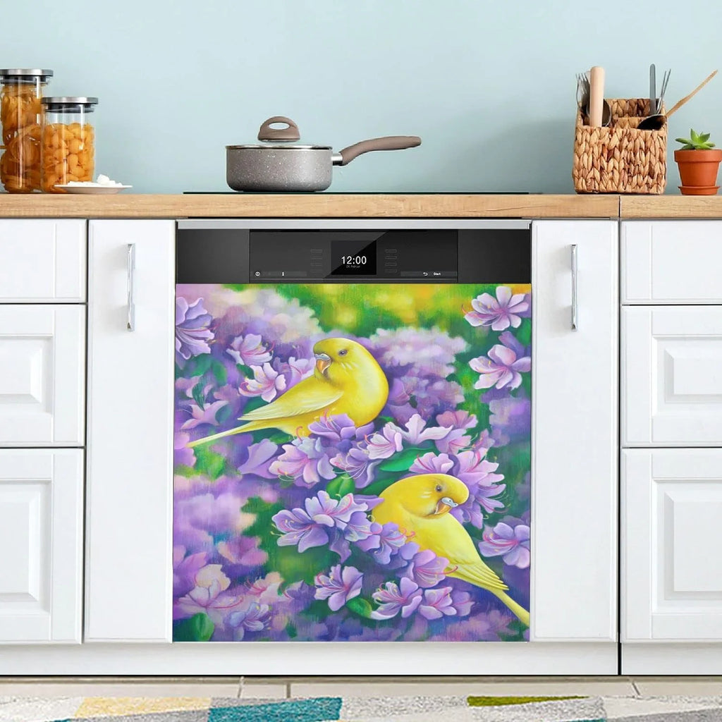 Yellow Parrots Magnetic Dishwasher Sticker 23x26in F489