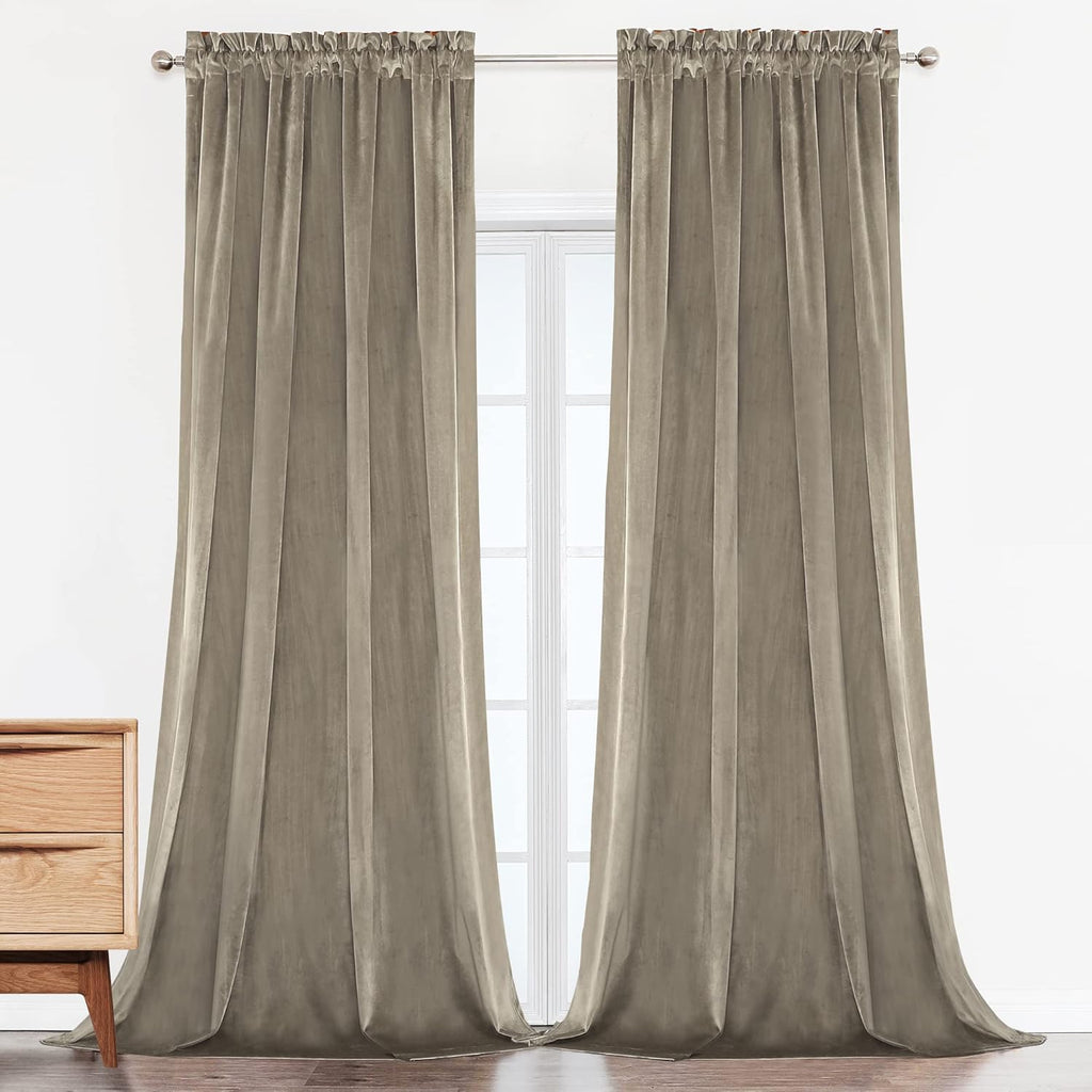 Camel Velvet Room Darkening Curtains, 2 Panels P122