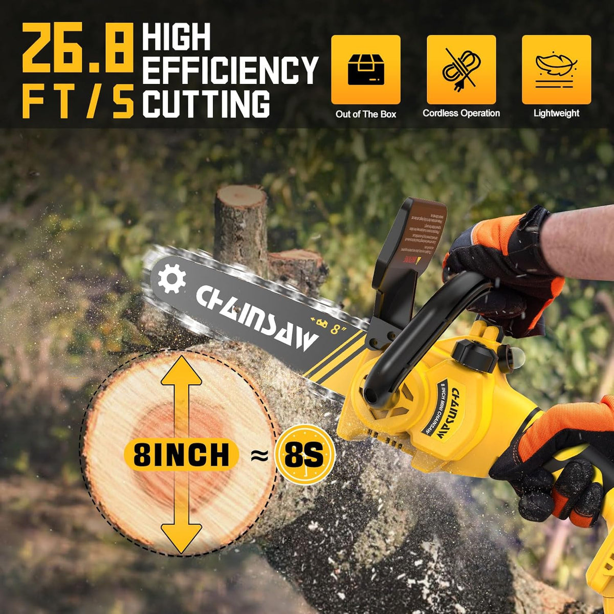 Mini Chainsaw 8 Inch Brushless Cordless Pruning Chainsaw K98709