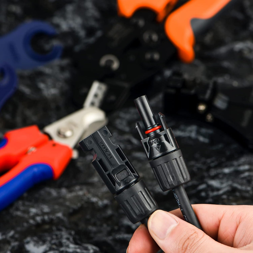 Solar PV Cable Crimping Tool Kit with Stripper, Cutter, Spanner and Connectors D857