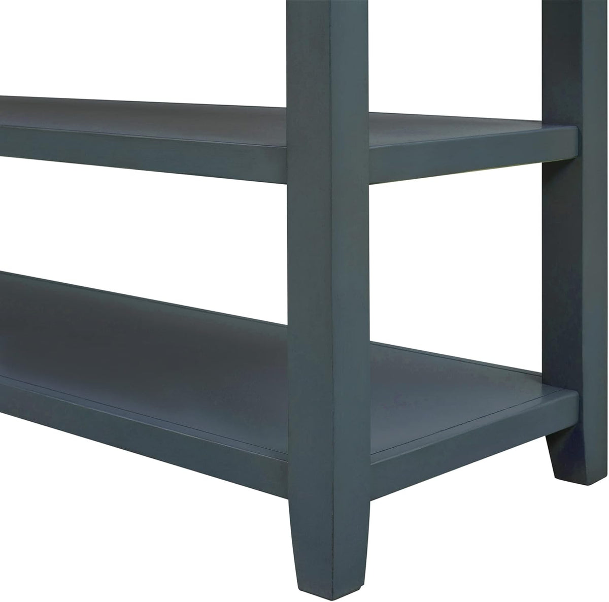 Navy Console Table with 2 Open Shelves and 3 Storage Drawers, Pine Solid Wood Frame E86810