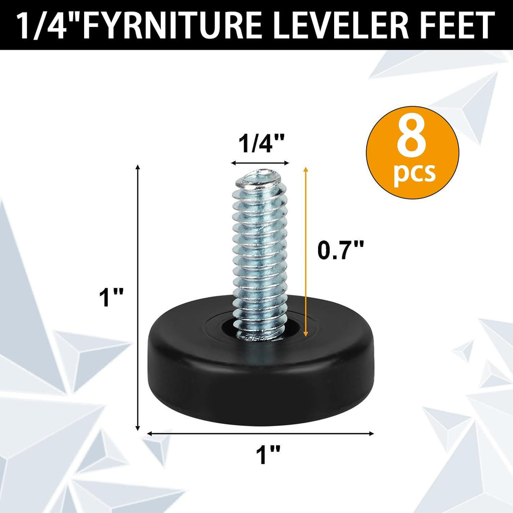 8 PCS Adjustable Furniture Feet Threaded 1/4" Thread P366038