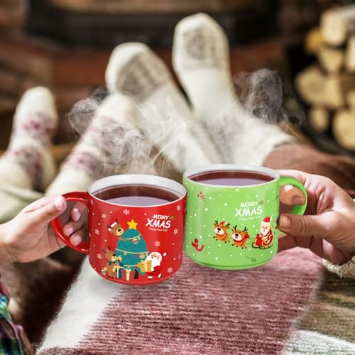 Set of 4 15.8 Oz Stackable Christmas Mugs with Stand R517