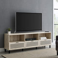 Modern Wood TV Stand with Slat Doors, 58 Inch, Dark Walnut F99735