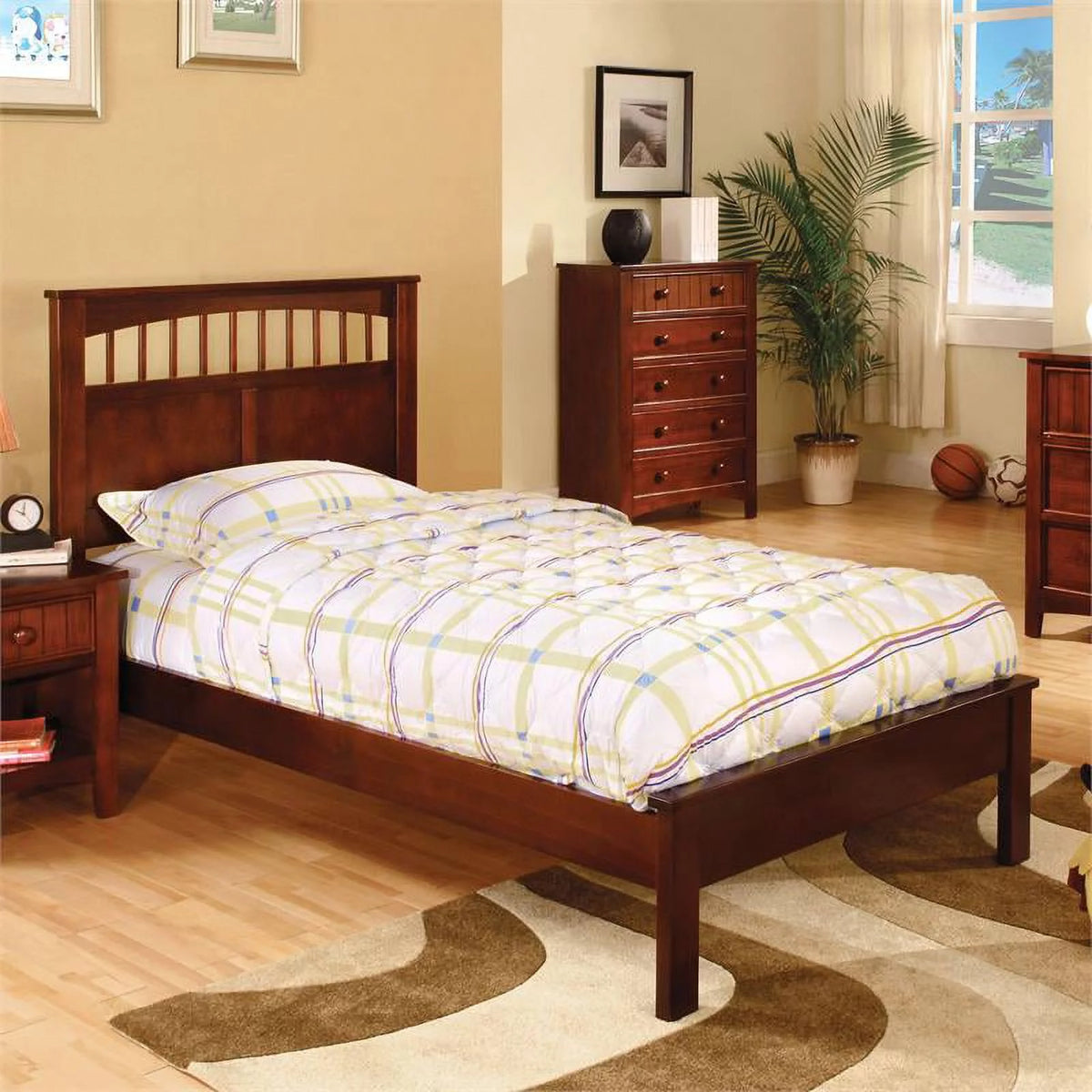 Solid Wood Twin Platform Bed in Cherry X318864