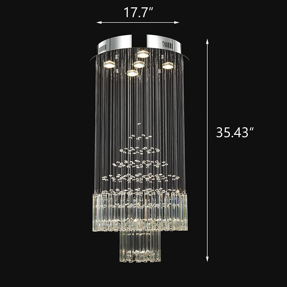 Crystal Raindrop 5-Lights Flush Mount Chandelier M810189
