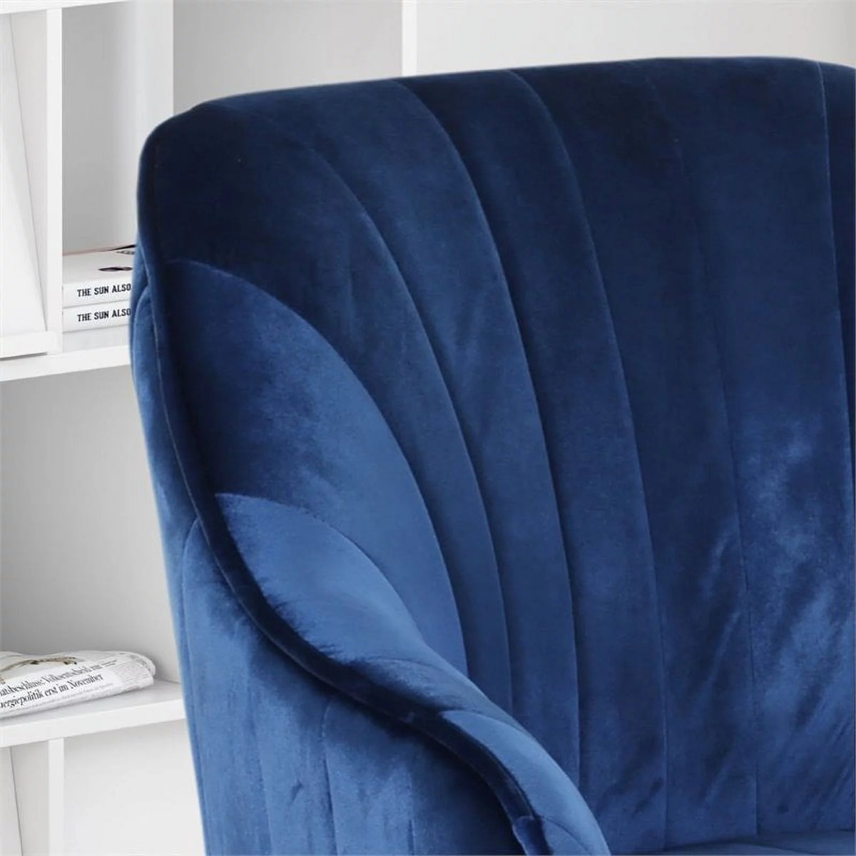 Navy Blue Velvet Swivel Chair D5751