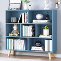 Bright Blue 3-Tier Wooden Open Shelf Bookcase Y547512