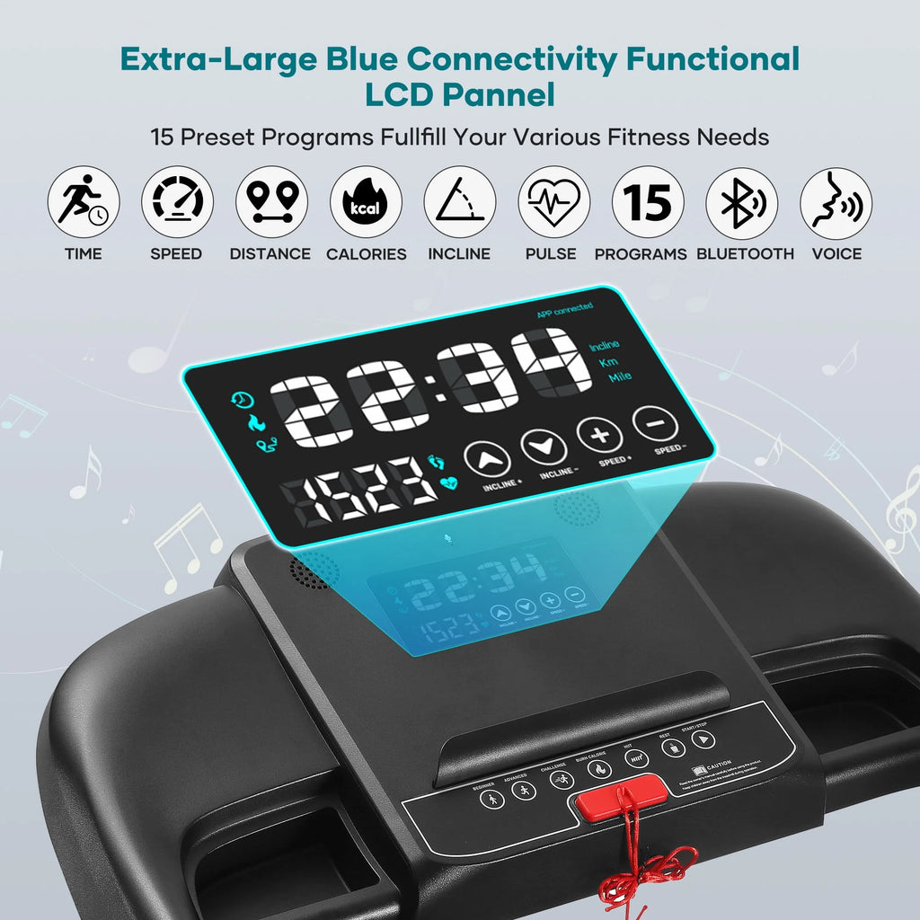17 Wide Electric Folding Treadmill with Auto Incline I1637