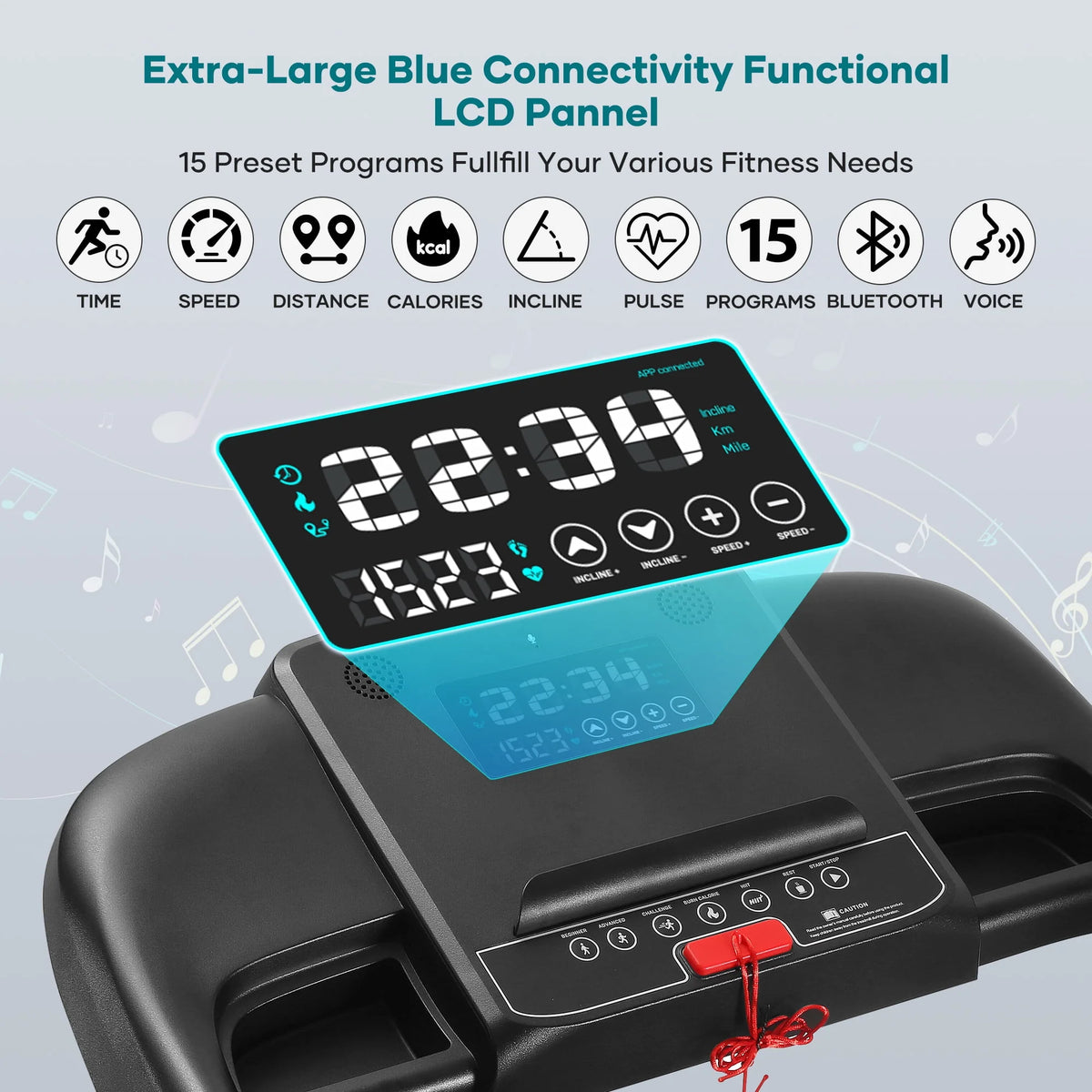 17 Wide Electric Folding Treadmill with Auto Incline I1637