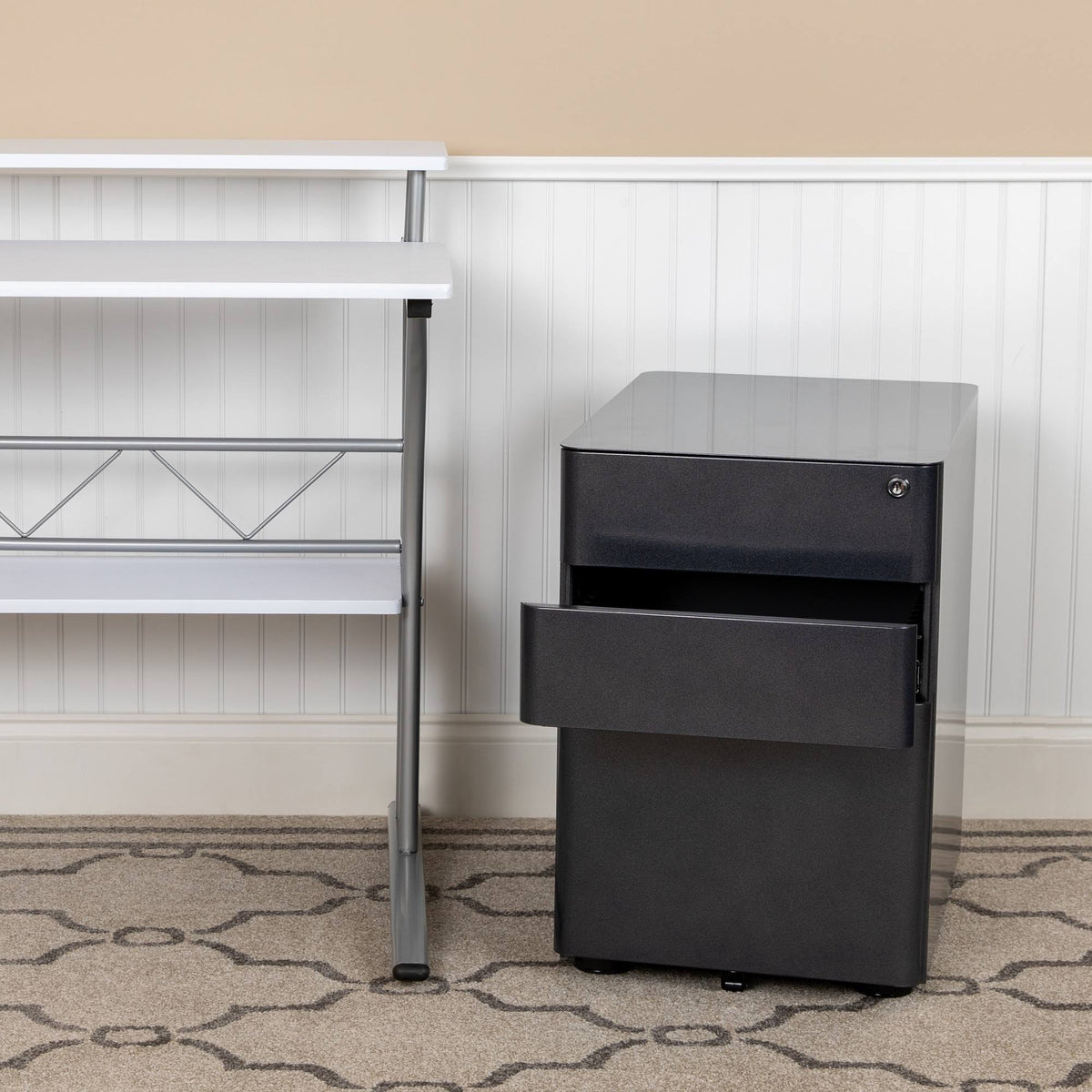 Black 3-Drawer Mobile Locking Filing Cabinet O822