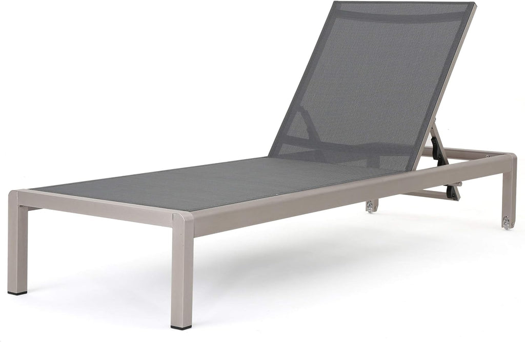 Silver / Dark Grey Outdoor Mesh Chaise Lounge G471