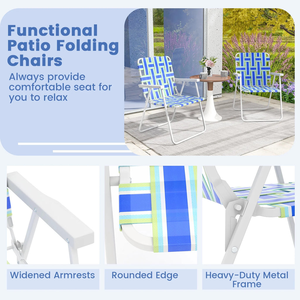 2PCS Lightweight Folding Beach Chair Blue N880581