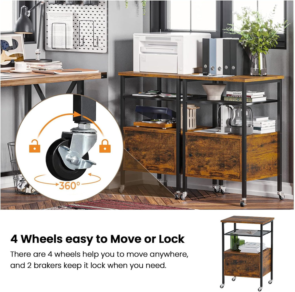 4-Tier Rolling Printer Cart with Storage Shelves E854489